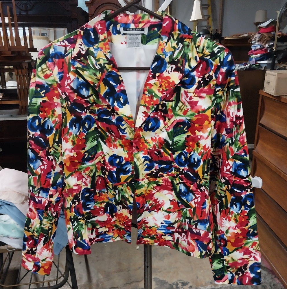 Leslie Fay Multicolor Floral Blazer